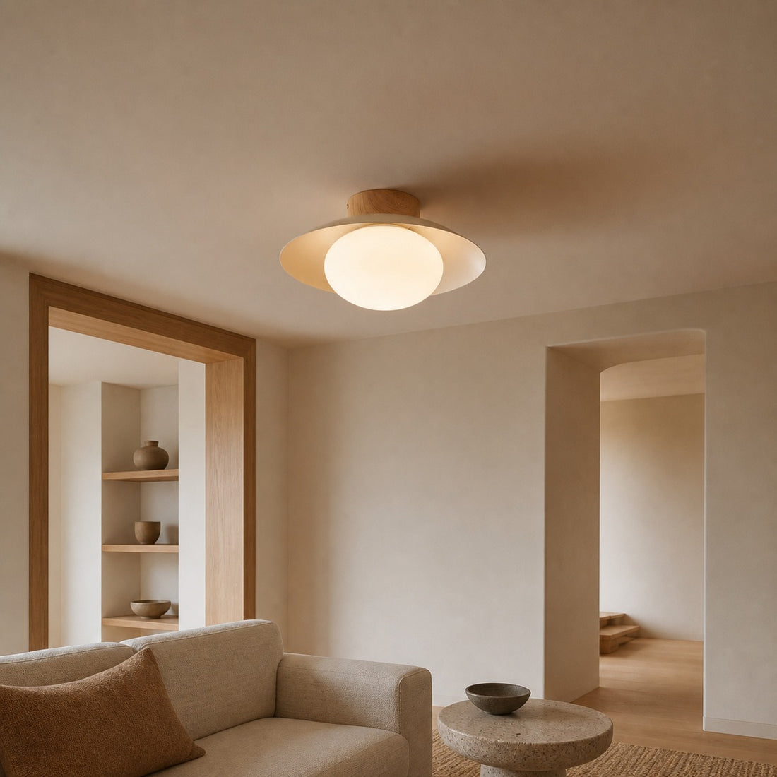 Oribela Ceiling Light Sculptural Globe Aesthetic with Soft Ambient Glow for Kitchen and Lounge