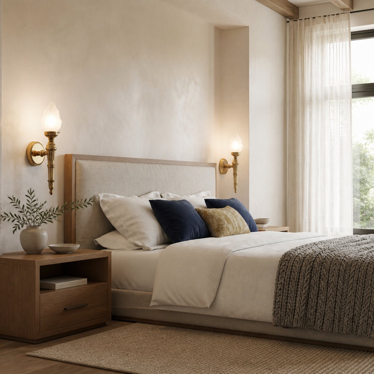 Modern Alabaster Wall Lamp – French Elegant Sconce for Bedroom Living Room Hallway