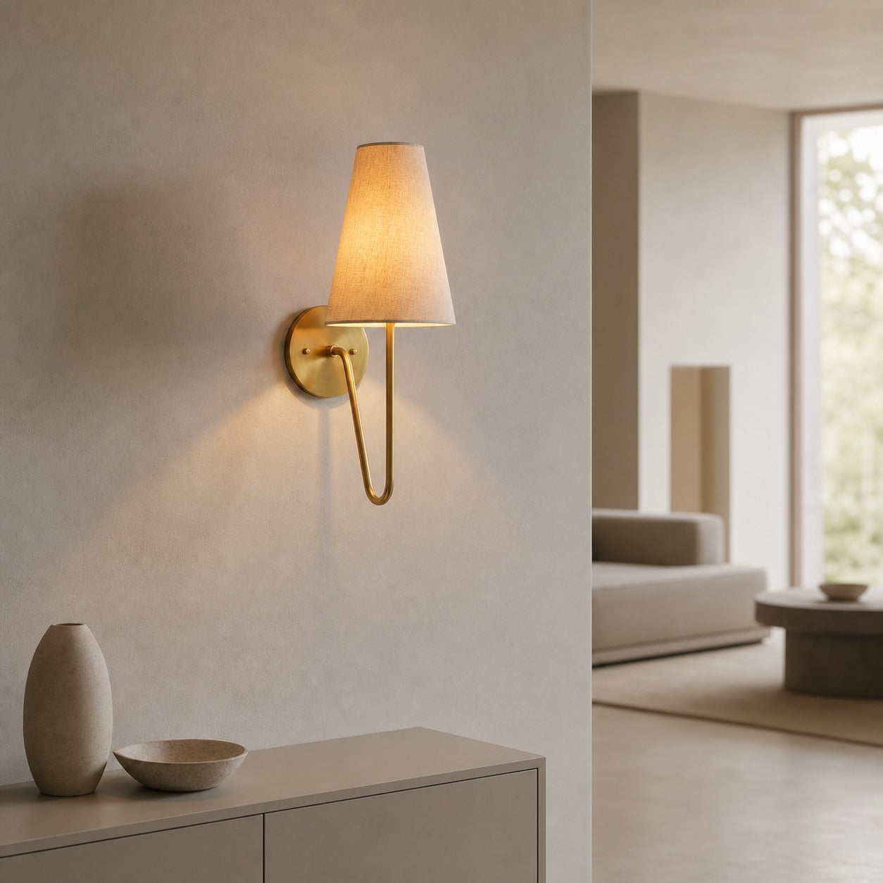 Organic Glass Scoop Wall Light – Minimalist Modern Decorative Ambient Sconce for Living Room