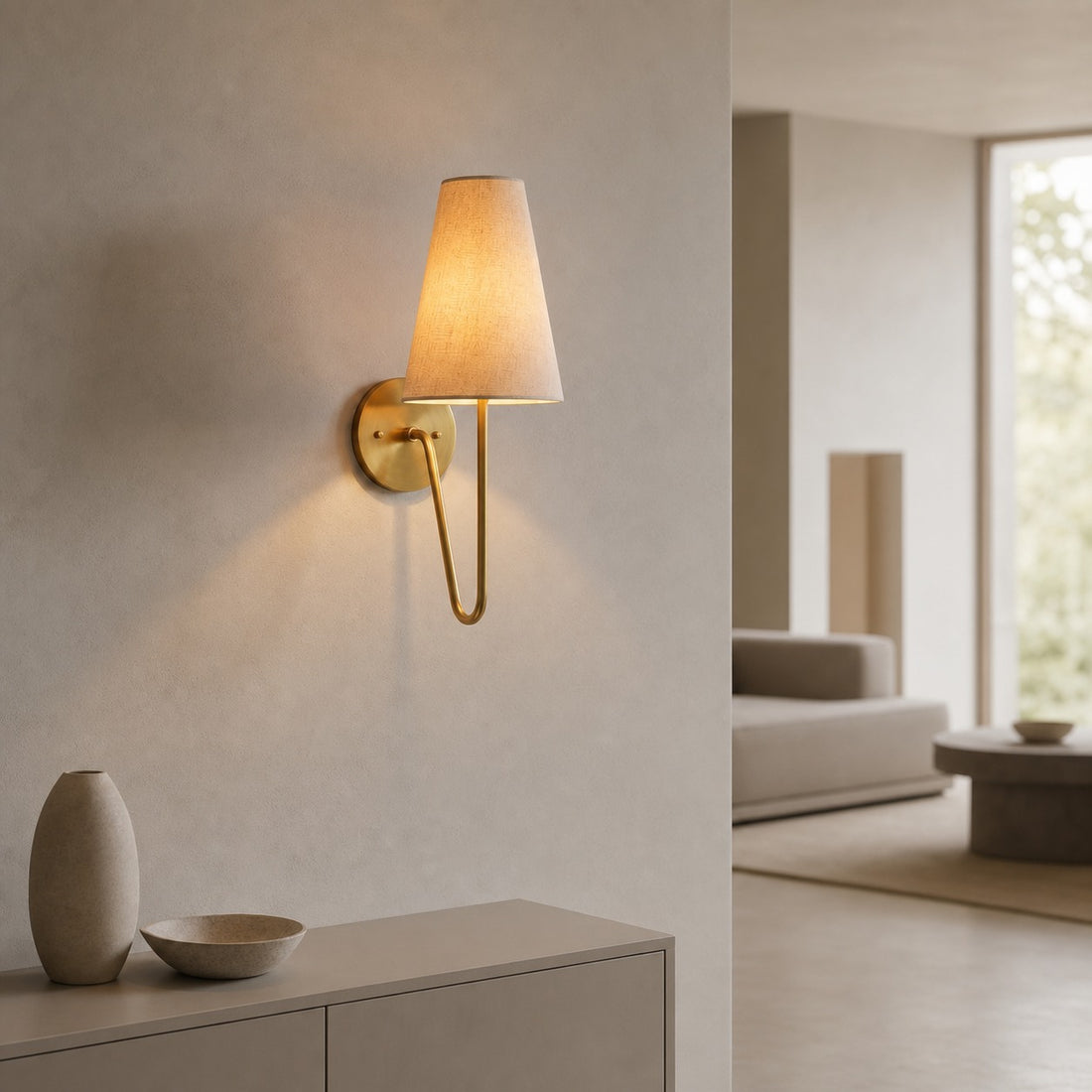 Organic Glass Scoop Wall Light – Minimalist Modern Decorative Ambient Sconce for Living Room