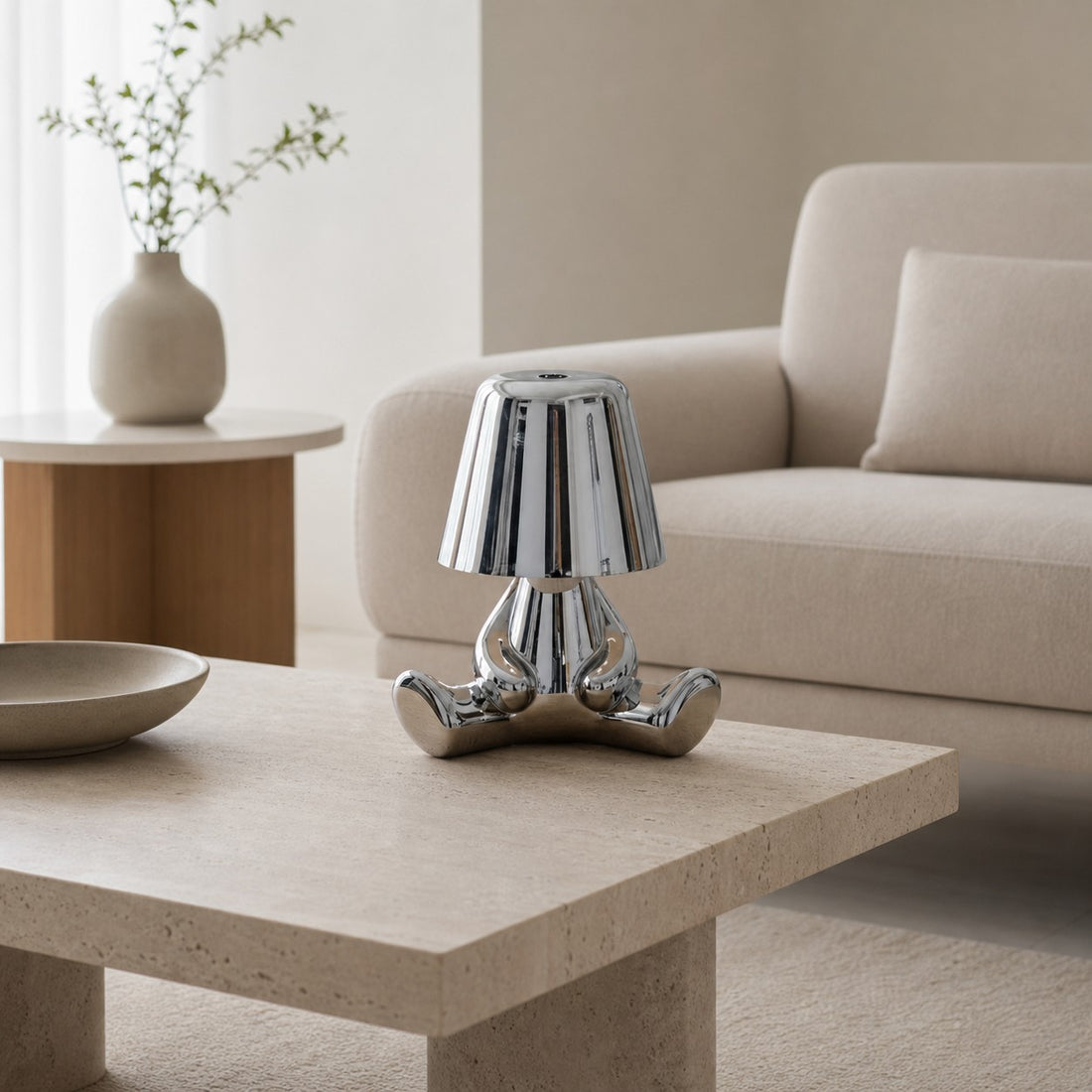 Aurabrova Rechargeable Human Figure Table Lamp – Modern Aluminium Lamp for Living Room