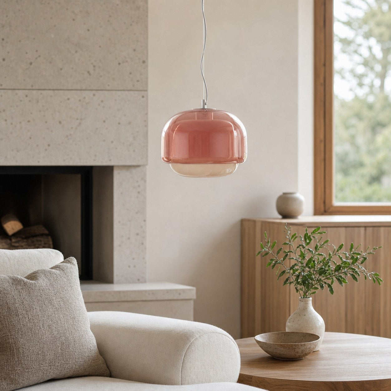 Clinco Modern Mushroom Pendant Light - Colored Glass Hanging Light