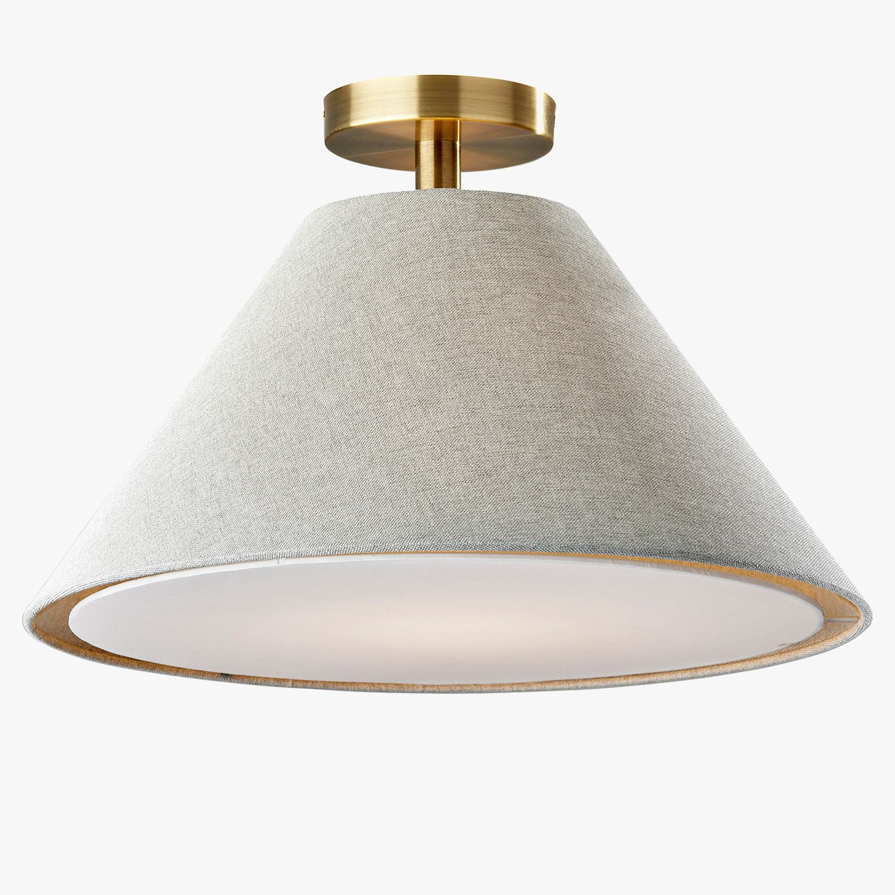 Lorvion Linen Drum Shade Flush Mount & Pendant - Antique Brass Ceiling Light