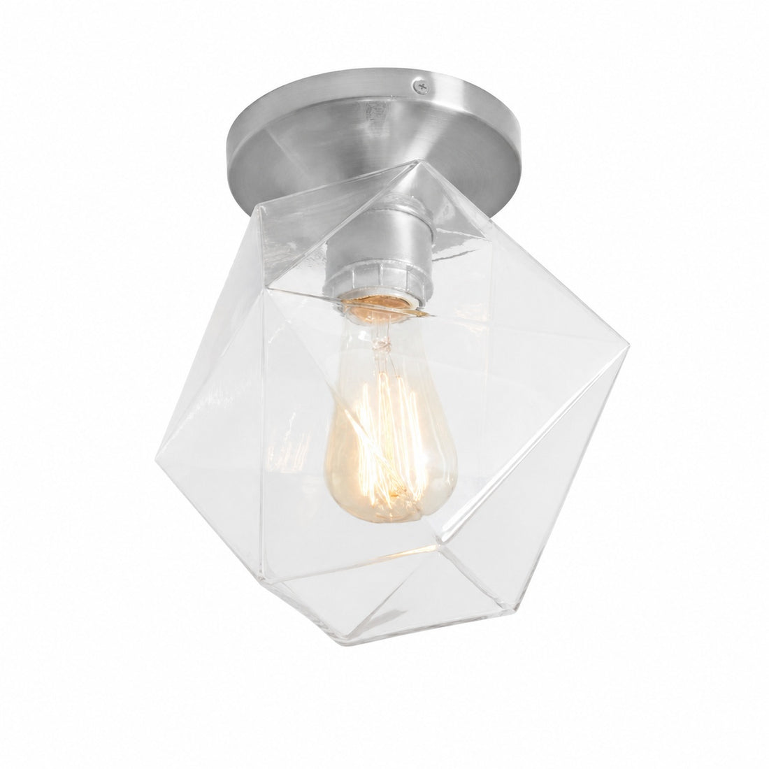 Talvior Sculptural Flush Mount Ceiling Light – Faceted Glass for Modern Interiors