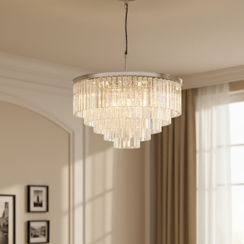 Aurevon Crystal Prism Metal Frame Modern Ceiling Chandelier for Home and Hotel