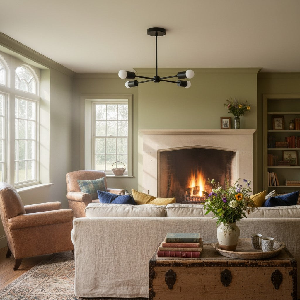 Lumen Radial-Arm Geometric Lamp – Modern Ceiling Lighting for Foyer or Office