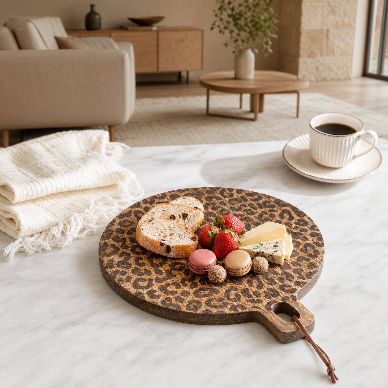 Lepwood Premium Leopard Print Sapele Wood Chopping Serving Board for Table Styling and Entertaining