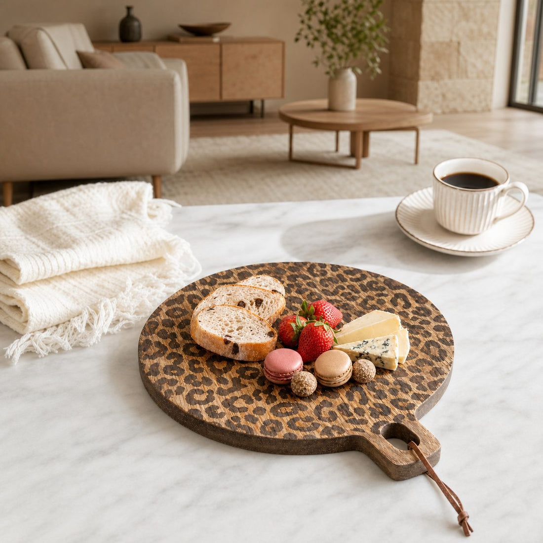 Lepwood Premium Leopard Print Sapele Wood Chopping Serving Board for Table Styling and Entertaining