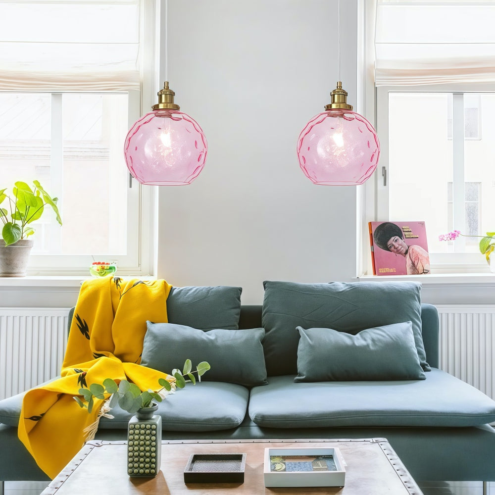 Single Hammered Glass Globe Pendant Light