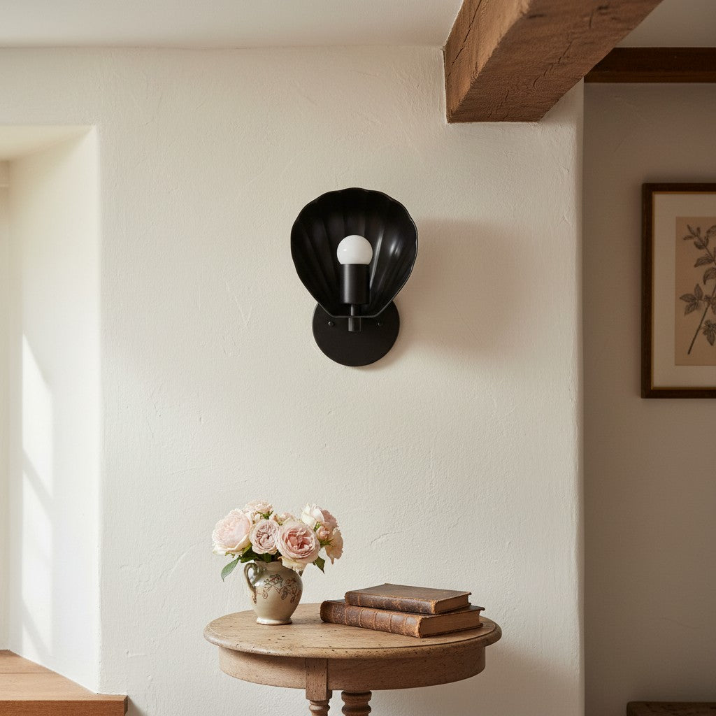 Luminara Modern Art Deco Scalloped Shell Wall Sconce – Hallway & Bedroom Accent Lamp