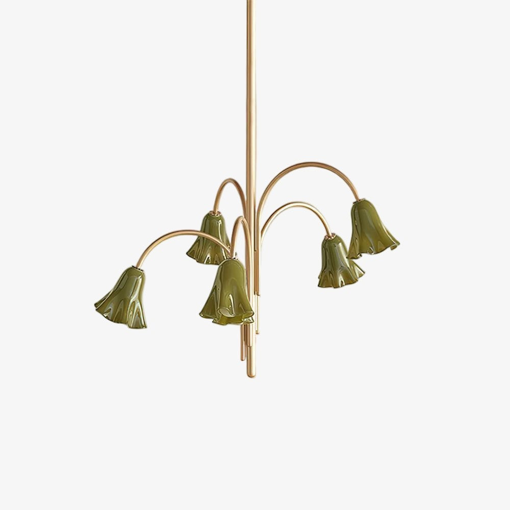 Bellina Modern Romantic Chandelier - Botanical Lily Design with Glass Flowers