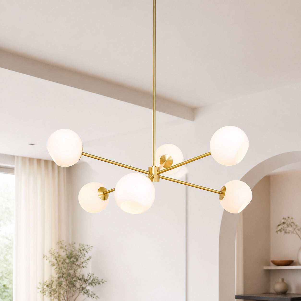Brina 6-Light Glass Metal Frame Chandelier - Perfect Lighting