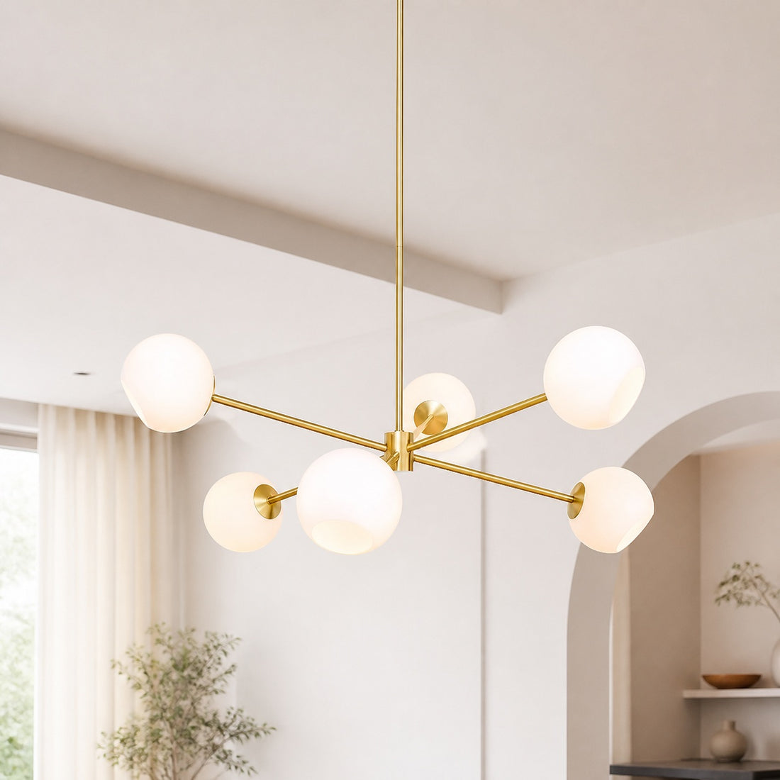 Brina 6-Light Glass Metal Frame Chandelier - Perfect Lighting