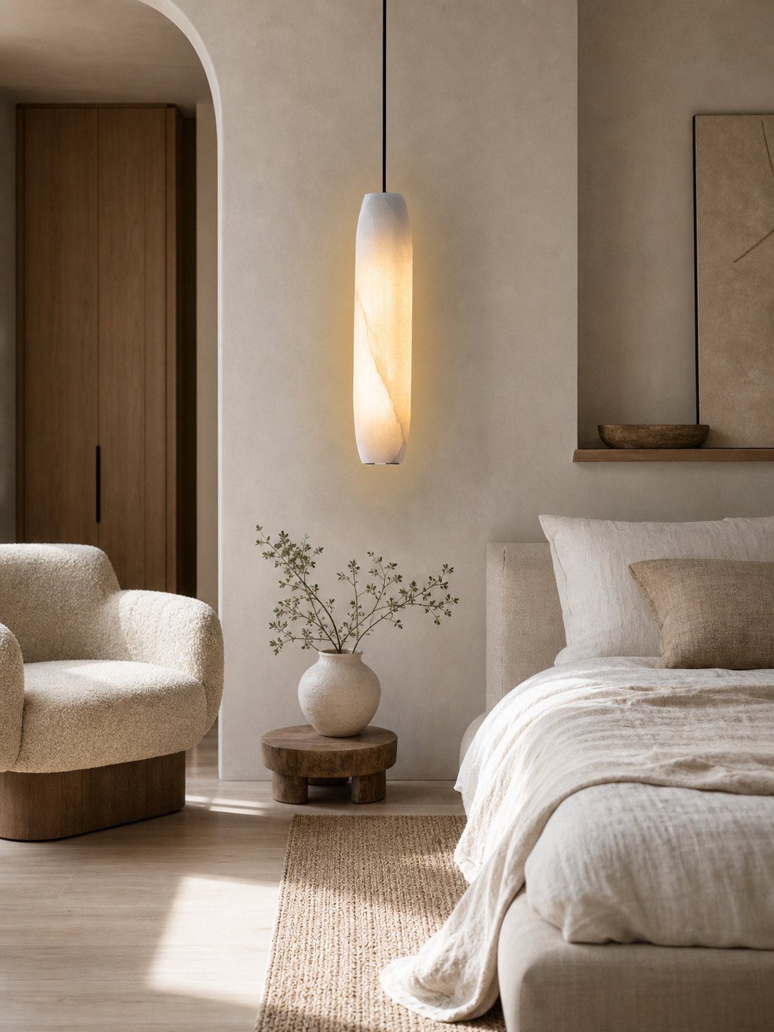 Alabaster Flute Pendant Light