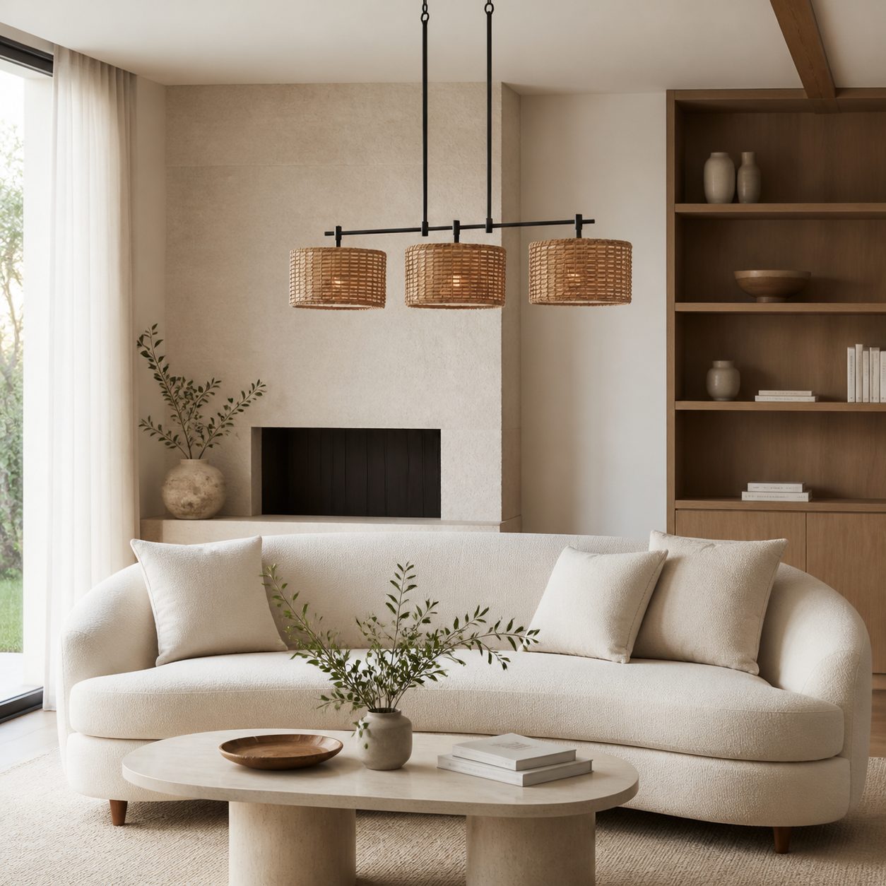 Ravelo Rustic Drum Pendant Light with Sculptural Metal Design for Dining and Living Spaces
