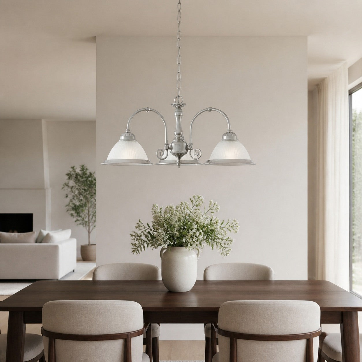 TF Vintora Ribbed Glass Pendant Light – Elegant Metal Trim for Kitchens, Dining Areas and Hallways