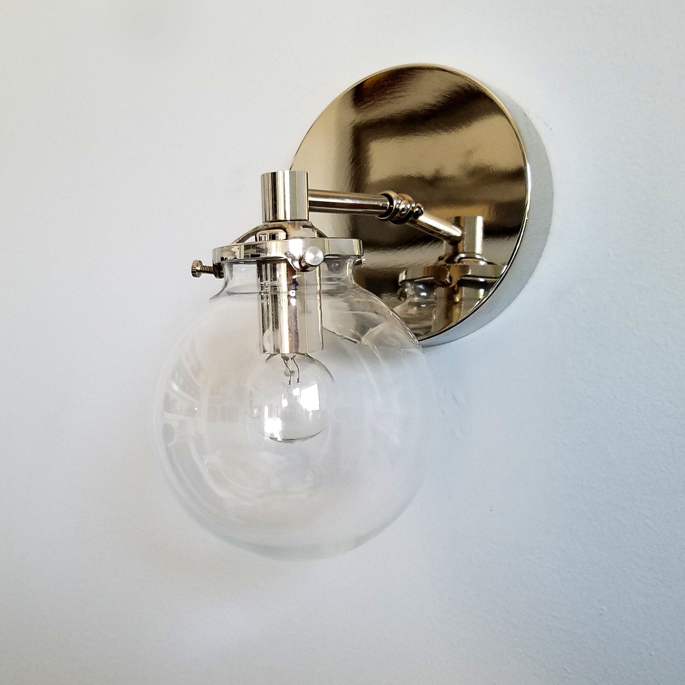 Vintage Globe Glass Wall Sconce - Metal Accent Lighting