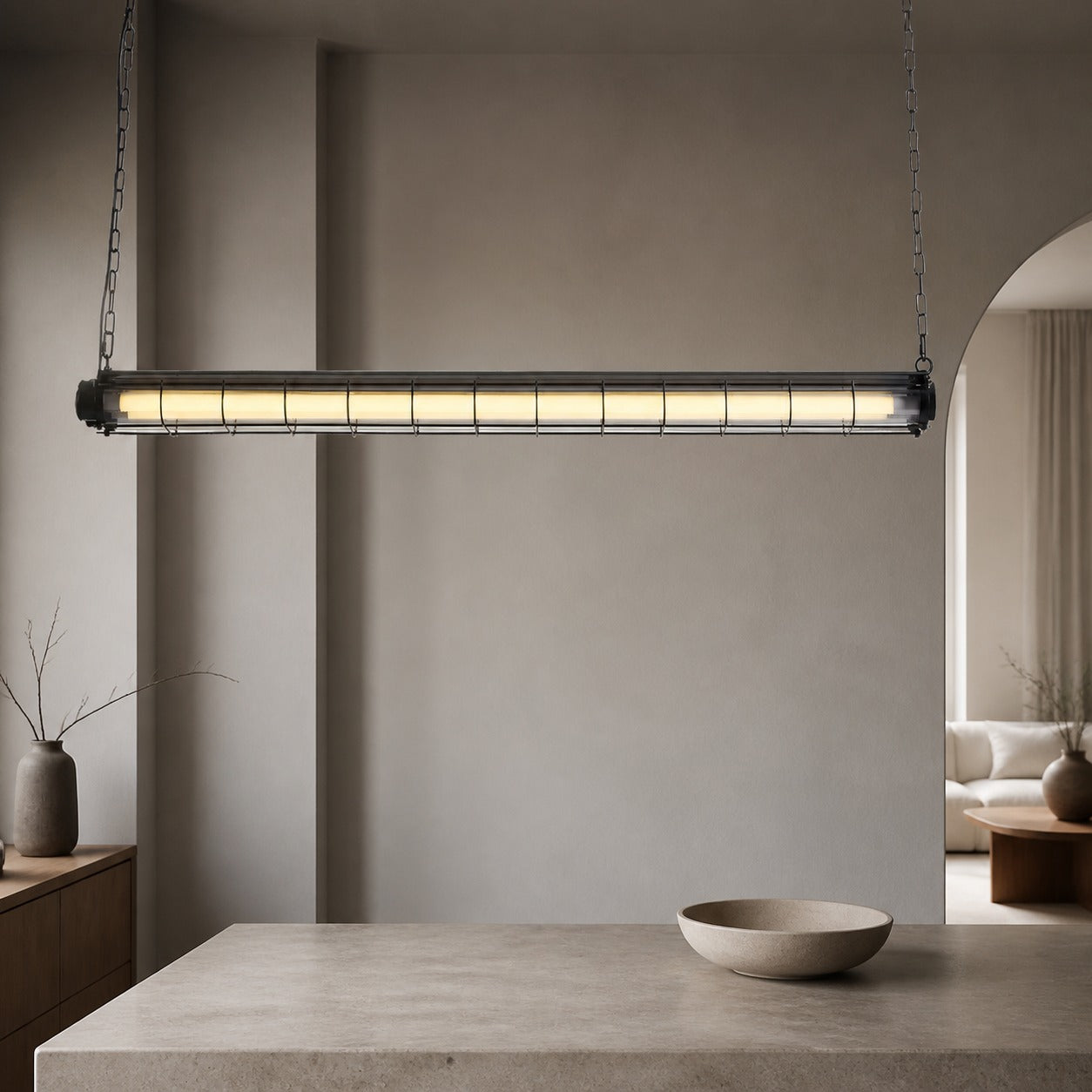 Modern Acrylic Linear LED Chandelier in Black or Silver