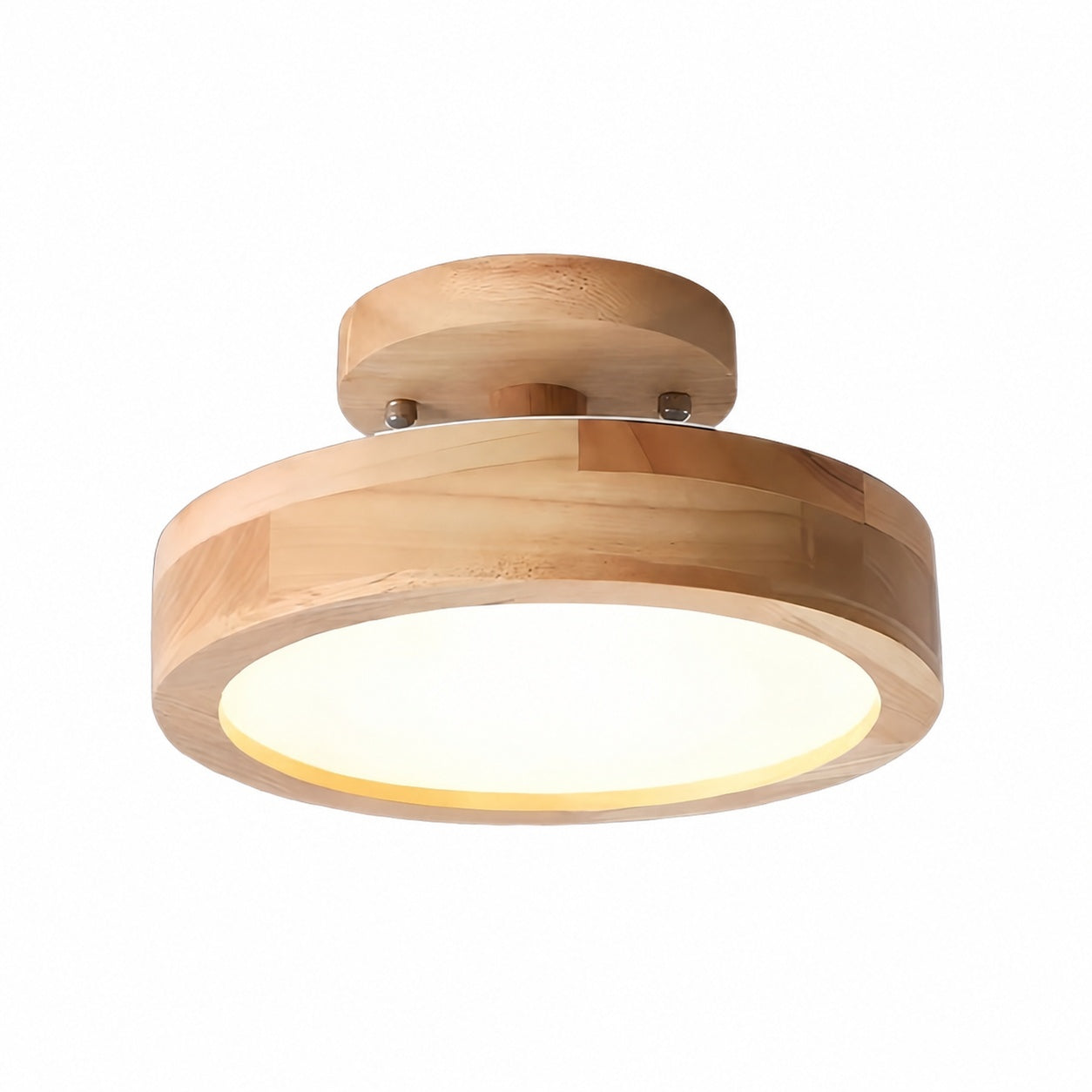 Macaroq Round Ceiling Light – Modern Wood and Acrylic for Bedroom