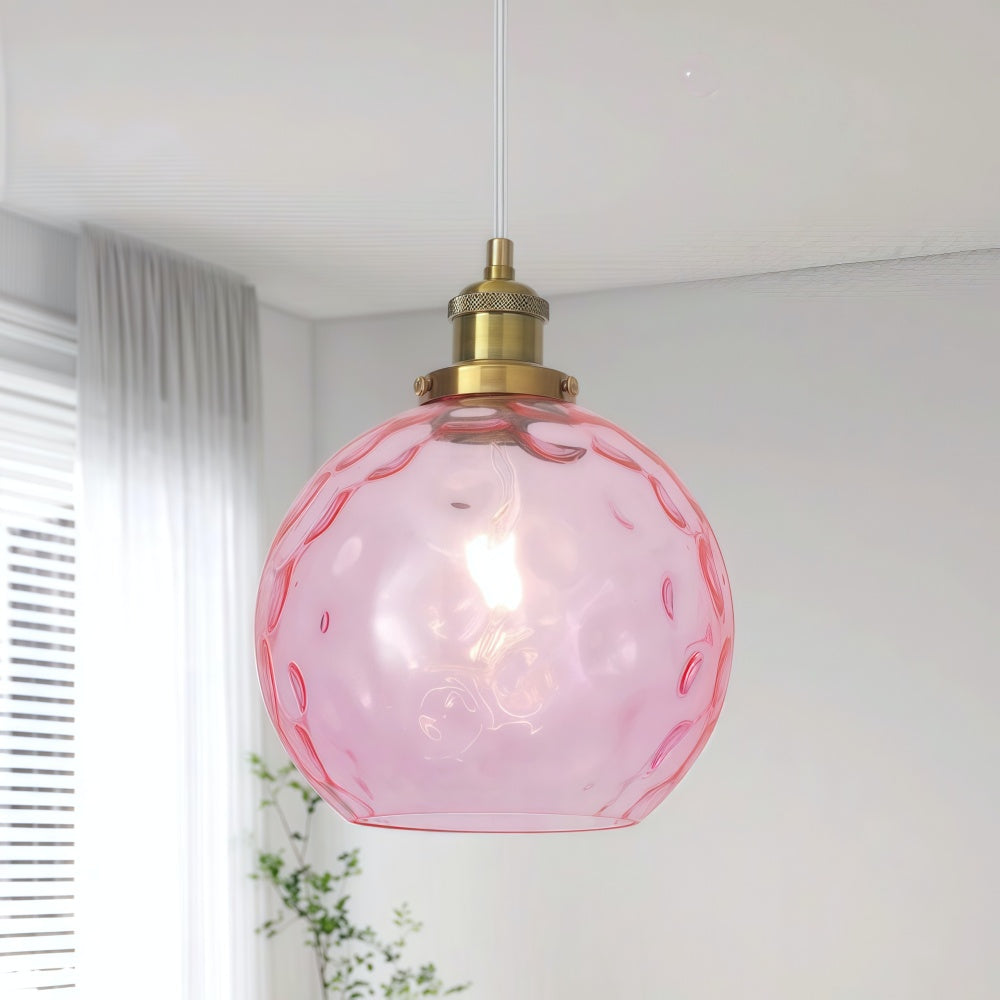 Single Hammered Glass Globe Pendant Light