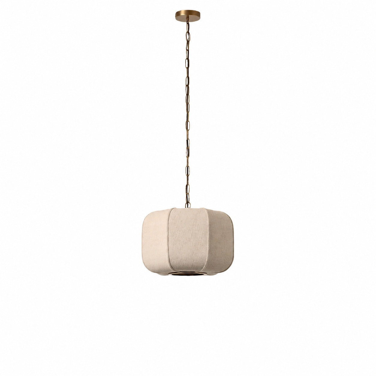 Loomis Tall Pendant – Textured Linen Shade Aged Brass Pendant for Dining Room and Kitchen