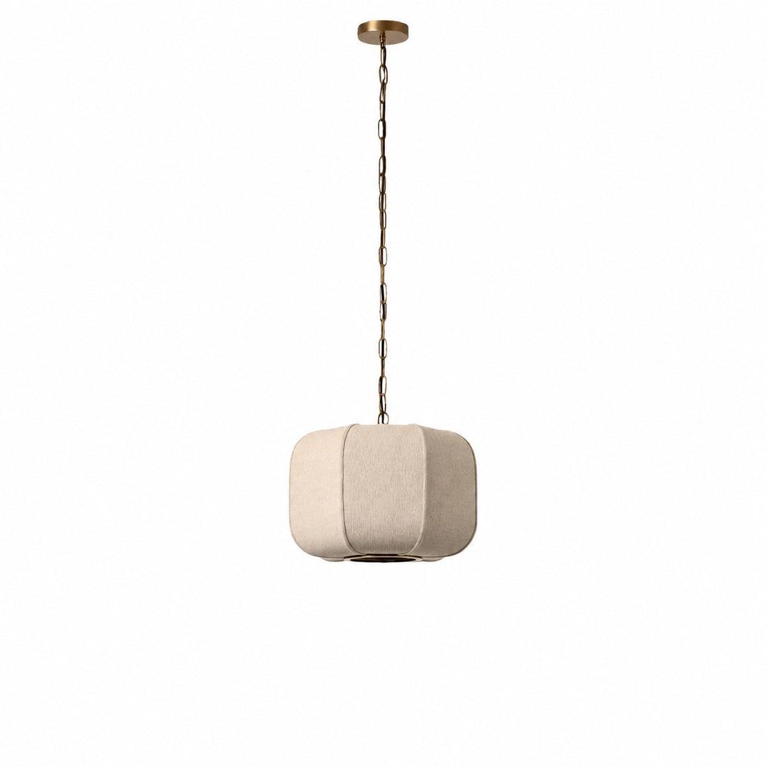 Loomis Tall Pendant – Textured Linen Shade Aged Brass Pendant for Dining Room and Kitchen