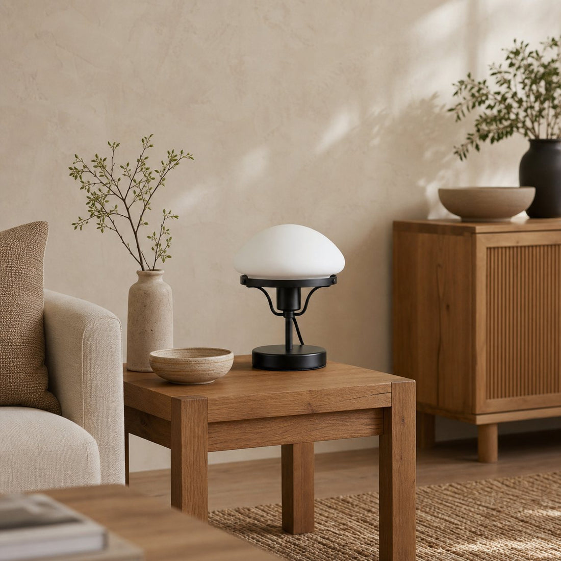 Ornato Luxe Modern Brass or Black Table Lamp - Elegant Desktop Lighting Fixture