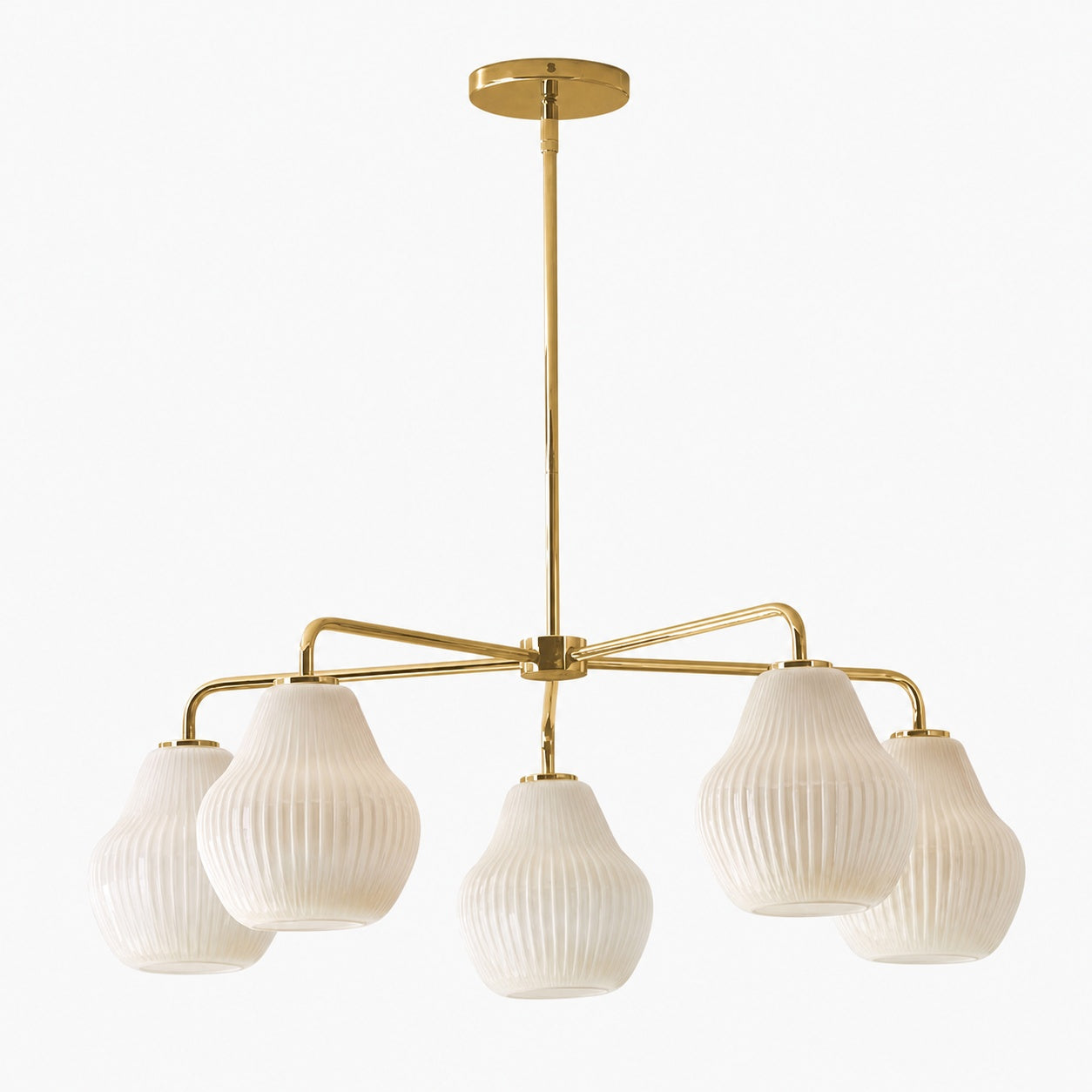 Rivrona 5-Light Chandelier for Entryway - Ribbed Glass Modern Lighting