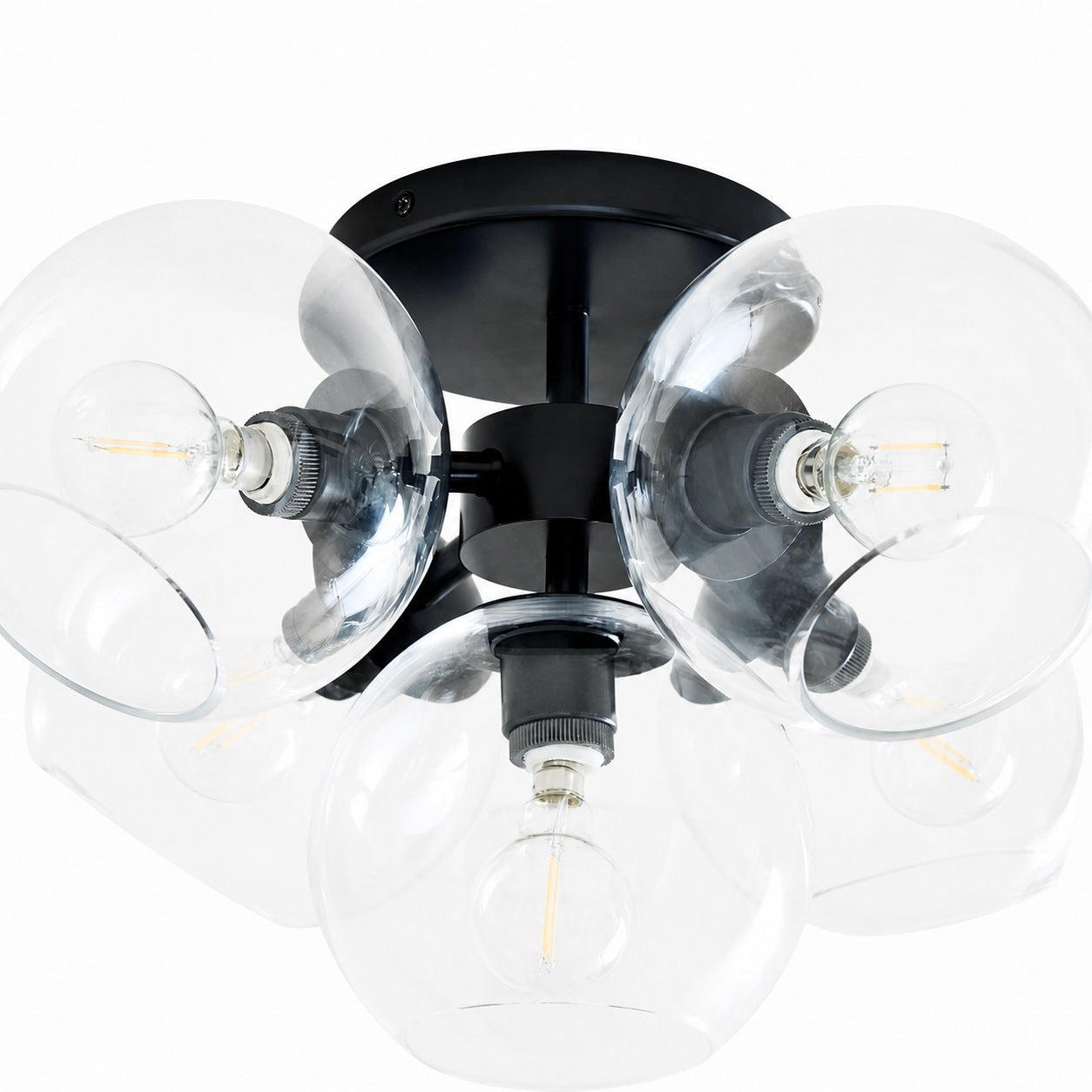 Brina Glass 5-Light Flush Mount - Minimalist Glass Ceiling Fixture