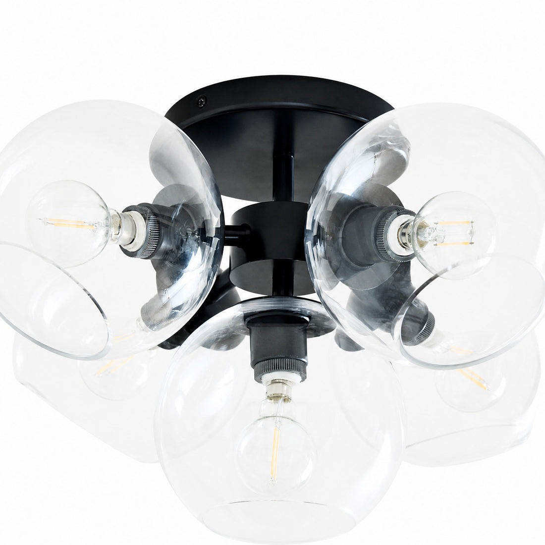 Brina Glass 5-Light Flush Mount - Minimalist Glass Ceiling Fixture