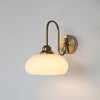 Bauhaus Wind Cream Glass Shade Metal Curved Pole Wall Sconce