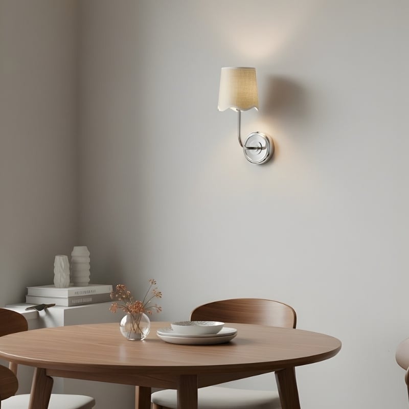 Glissum Contemporary Metal and Linen Wall Lamp with Soft Diffused Shade for Hallway or Entry