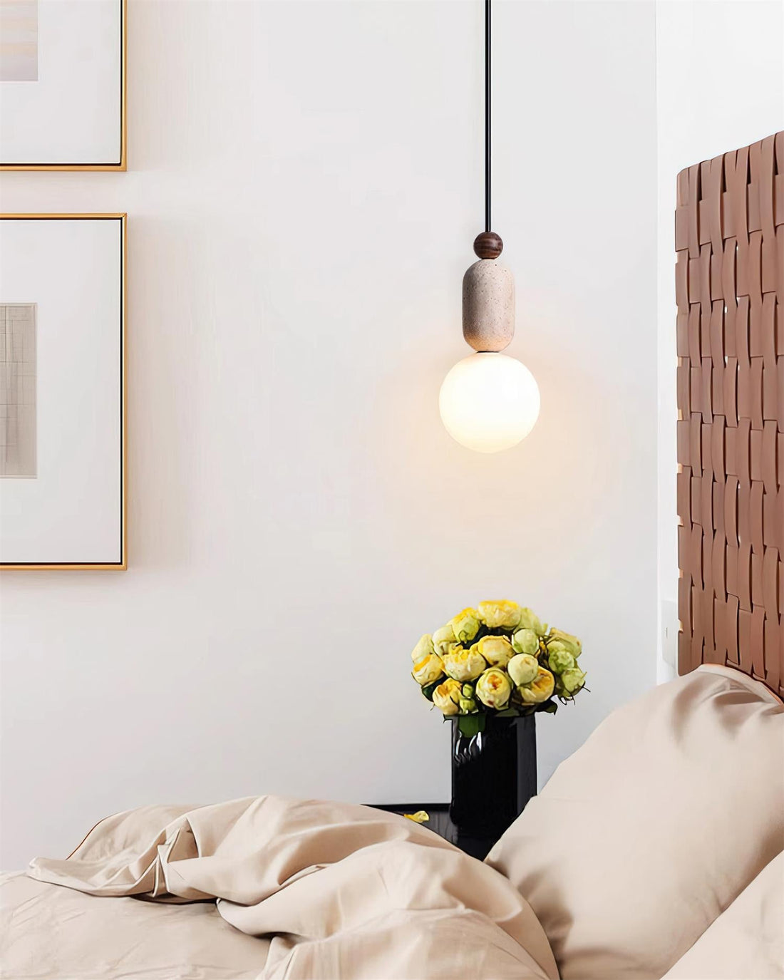 Wabi Sabi Travertine Glass Ball Pendant Light