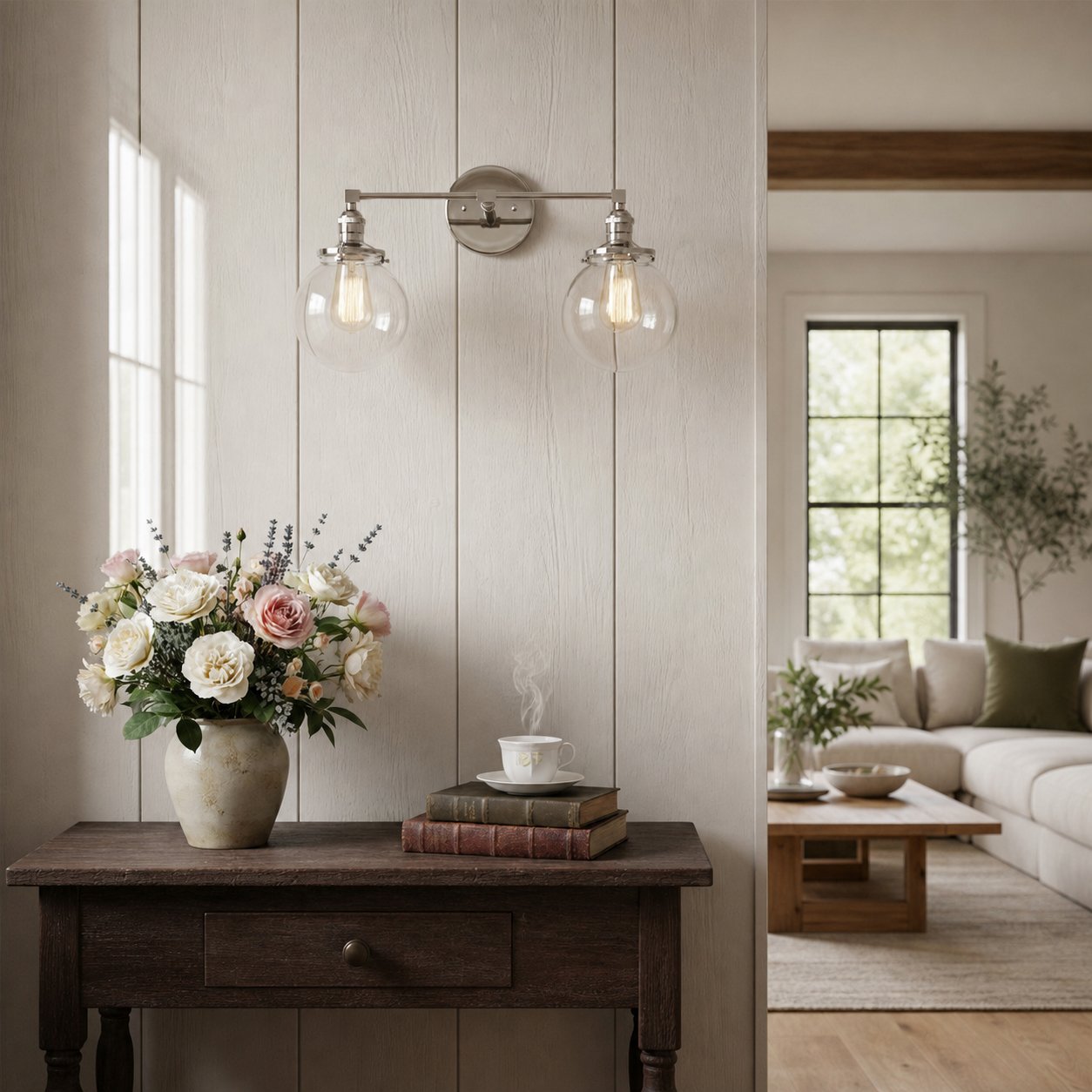Lumio Globe Glass Globe Vanity Light - Modern Two Light Bathroom Sconce