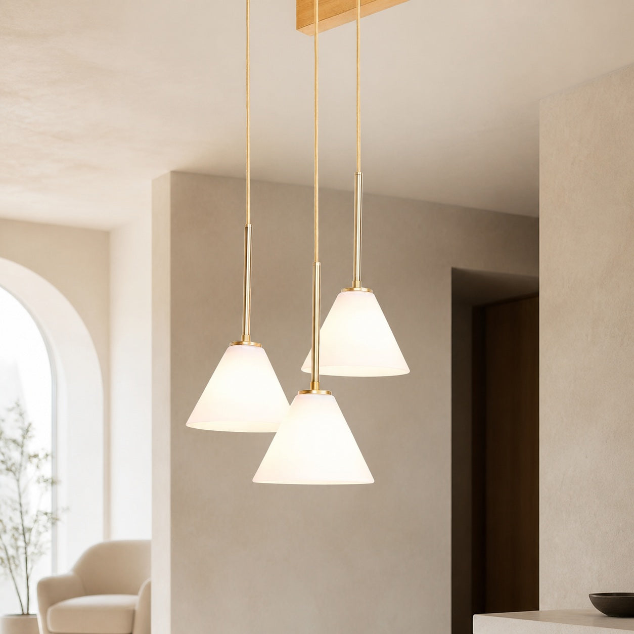 Conica 3-Light Cone Chandelier - Sculptural Glass Pendant Lighting Modern Style