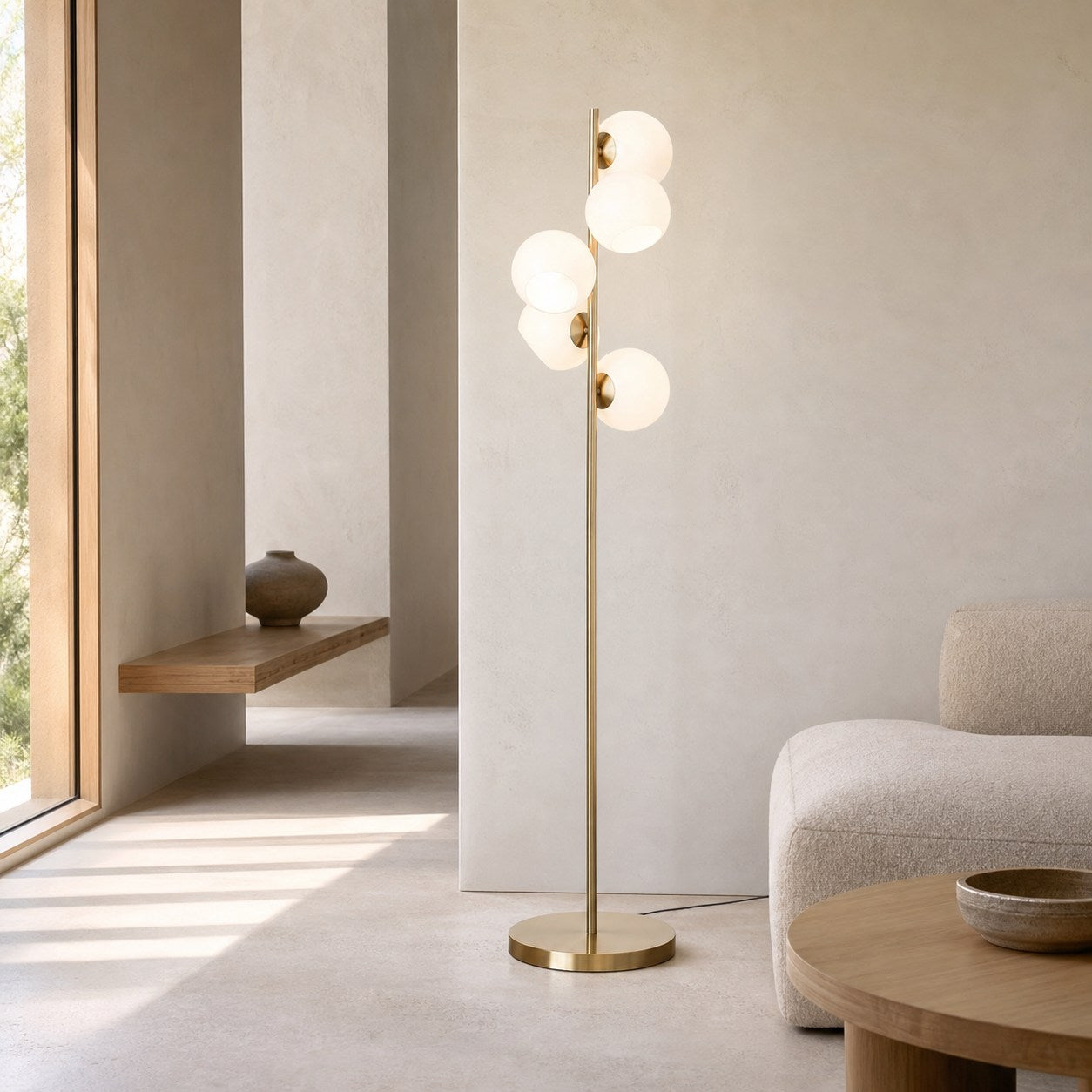 Brina Glass Multi-Light Floor Lamp - Modern Standing Light with Elegance