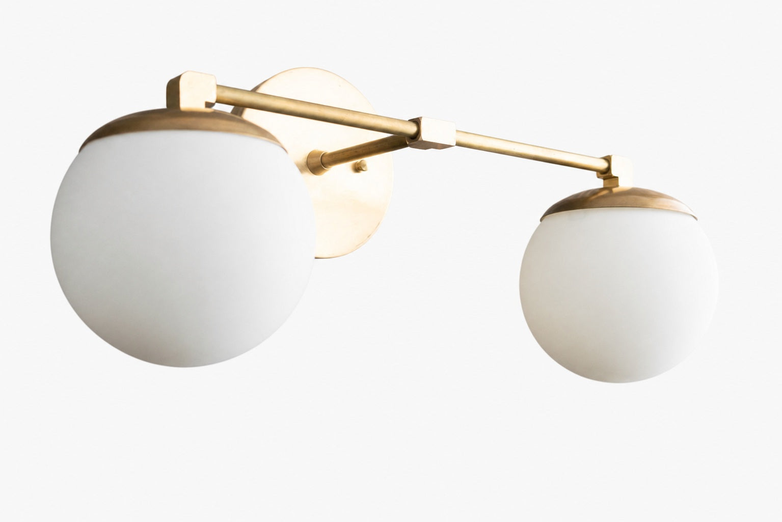 Glorica Glass Vanity Light - Art Deco Brass Wall Globe Fixture Modern
