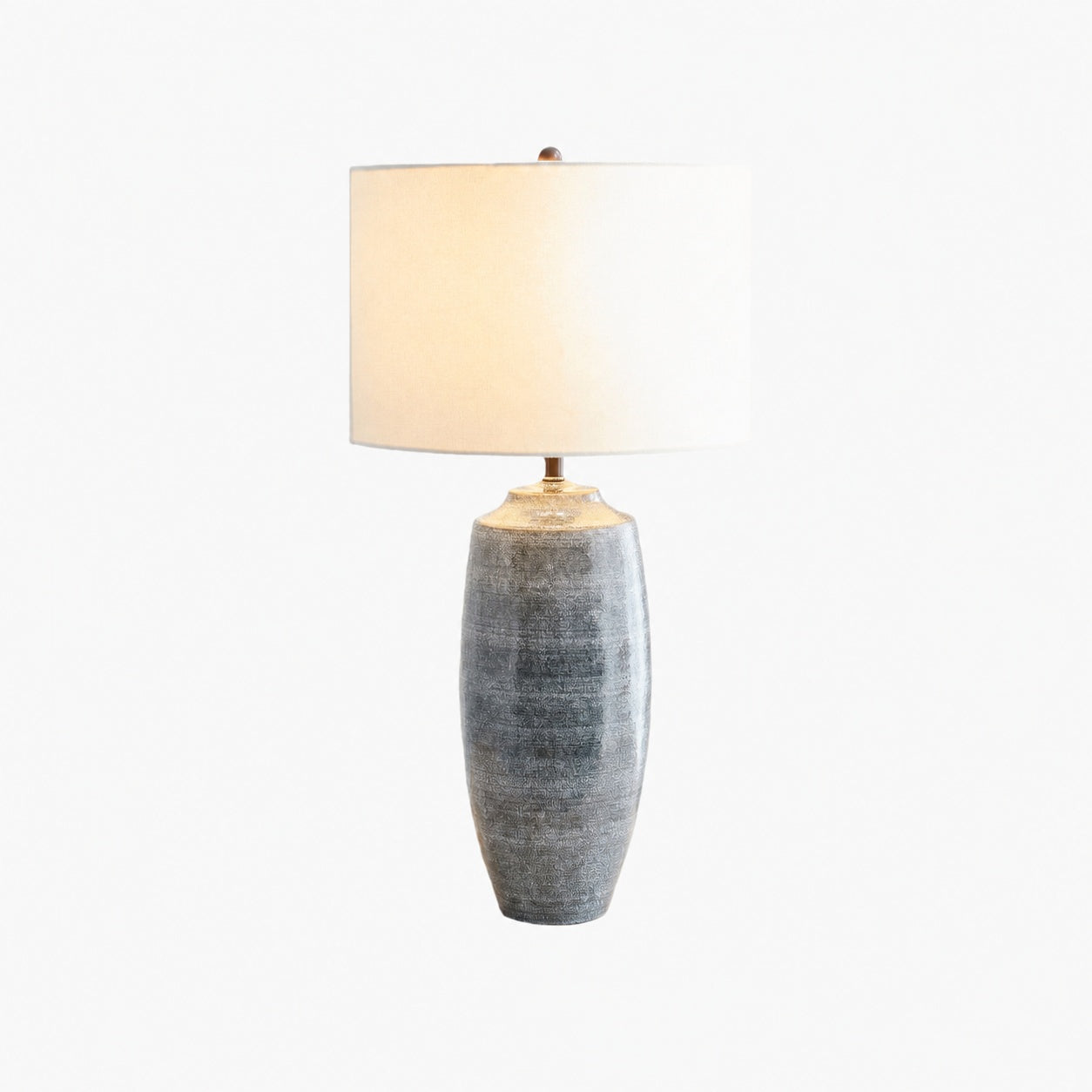 Ceruna Linen Lampshade Ceramic Table Lamp – Metal Frame and Ceramic Base for Home Office Lighting