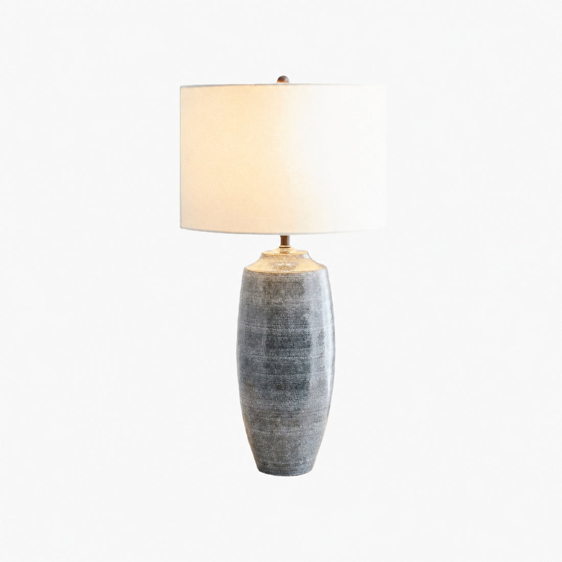 Ceruna Linen Lampshade Ceramic Table Lamp – Metal Frame and Ceramic Base for Home Office Lighting