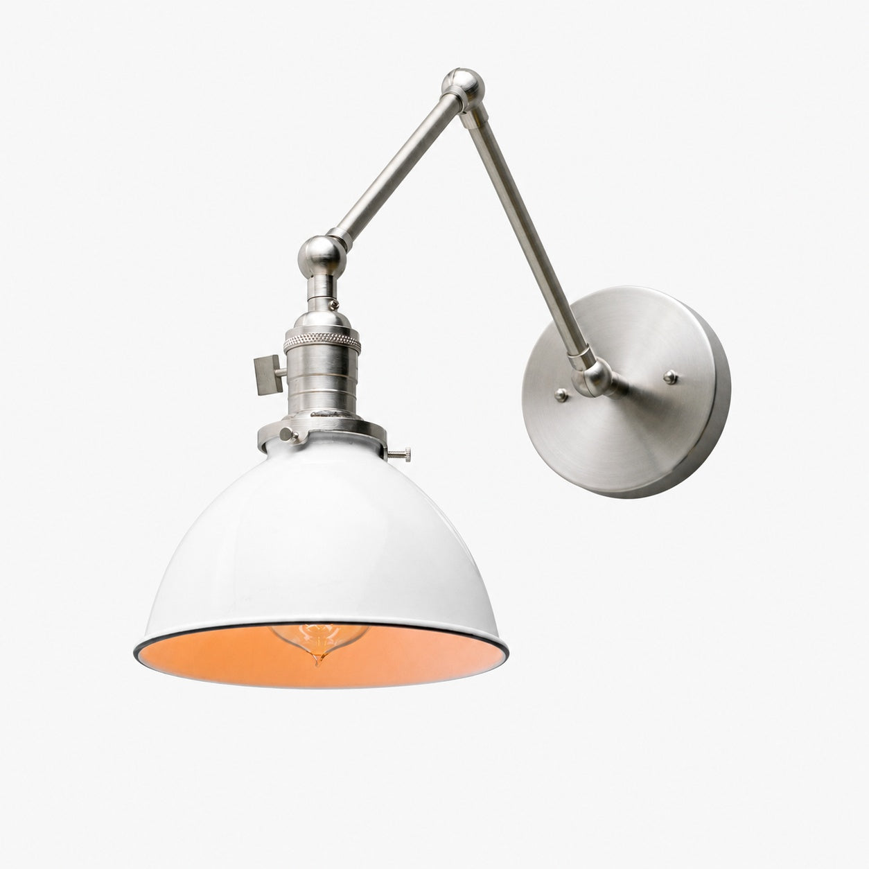 Conique Metal Vintage Industrial Swing Arm Wall Lamp - Adjustable Dome Shade for Study