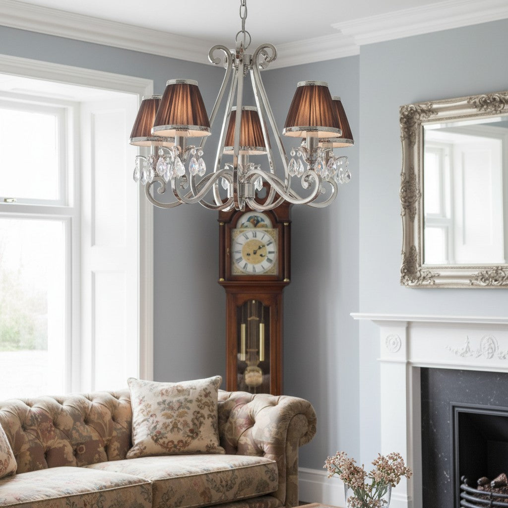 Talonis Multi-light Fabric Chandelier - Elegant Metal Curved Arms for Dining and Living