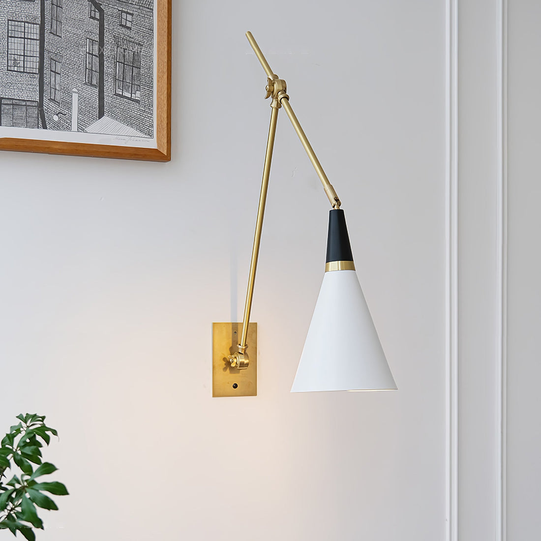 Vintage Metal Adjustable Swing Arm Wall Lamp