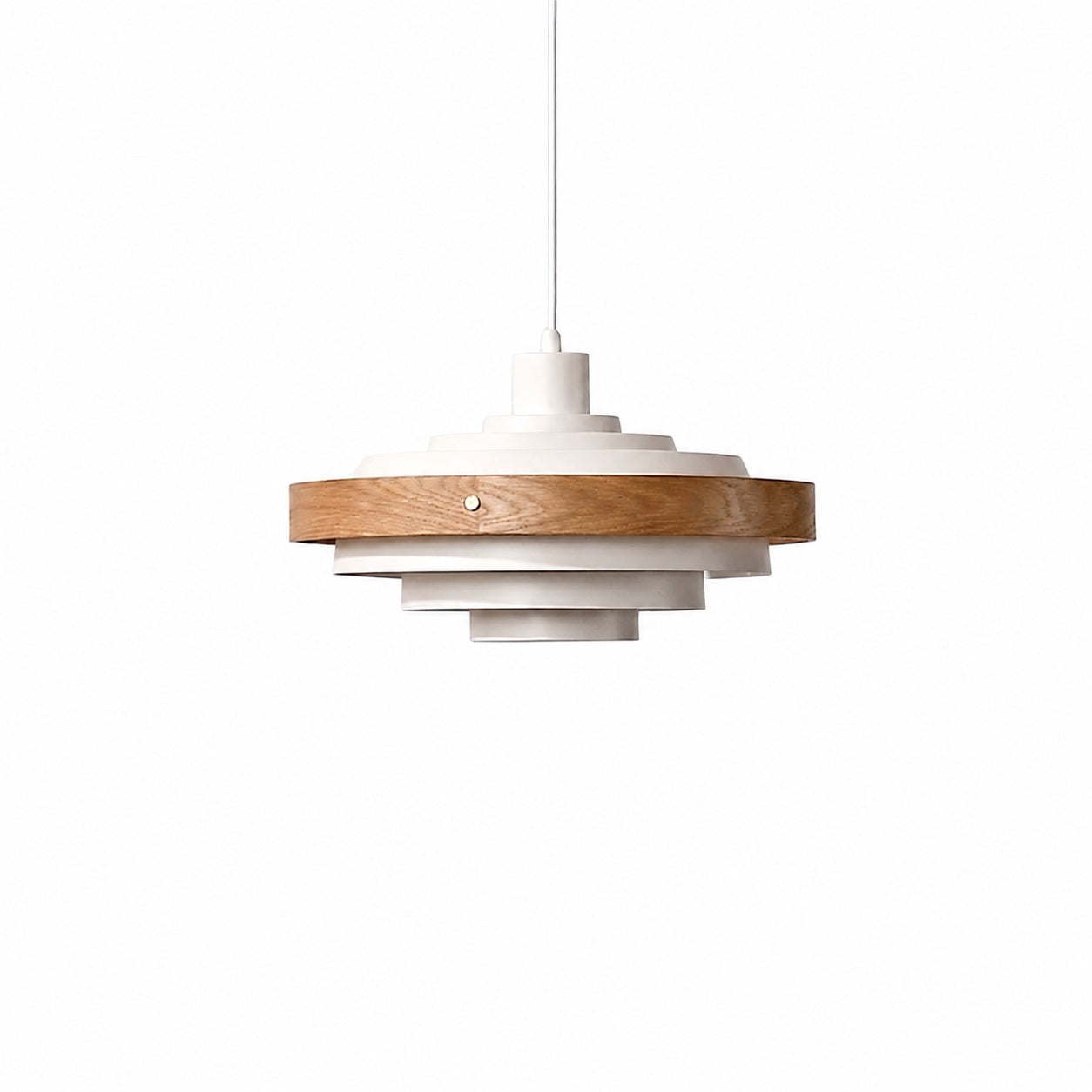 Layervelle Contemporary Tiered Pendant Light – Sculptural Wood and Metal Hanging Lamp for Living Spaces