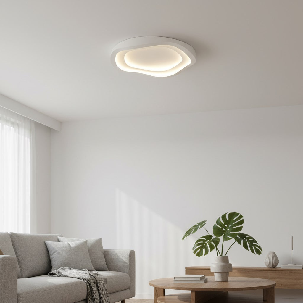 Aeris Elionis Ripple Pattern LED Ceiling Light – Minimalist Iron & Acrylic Flush Mount for Living Room