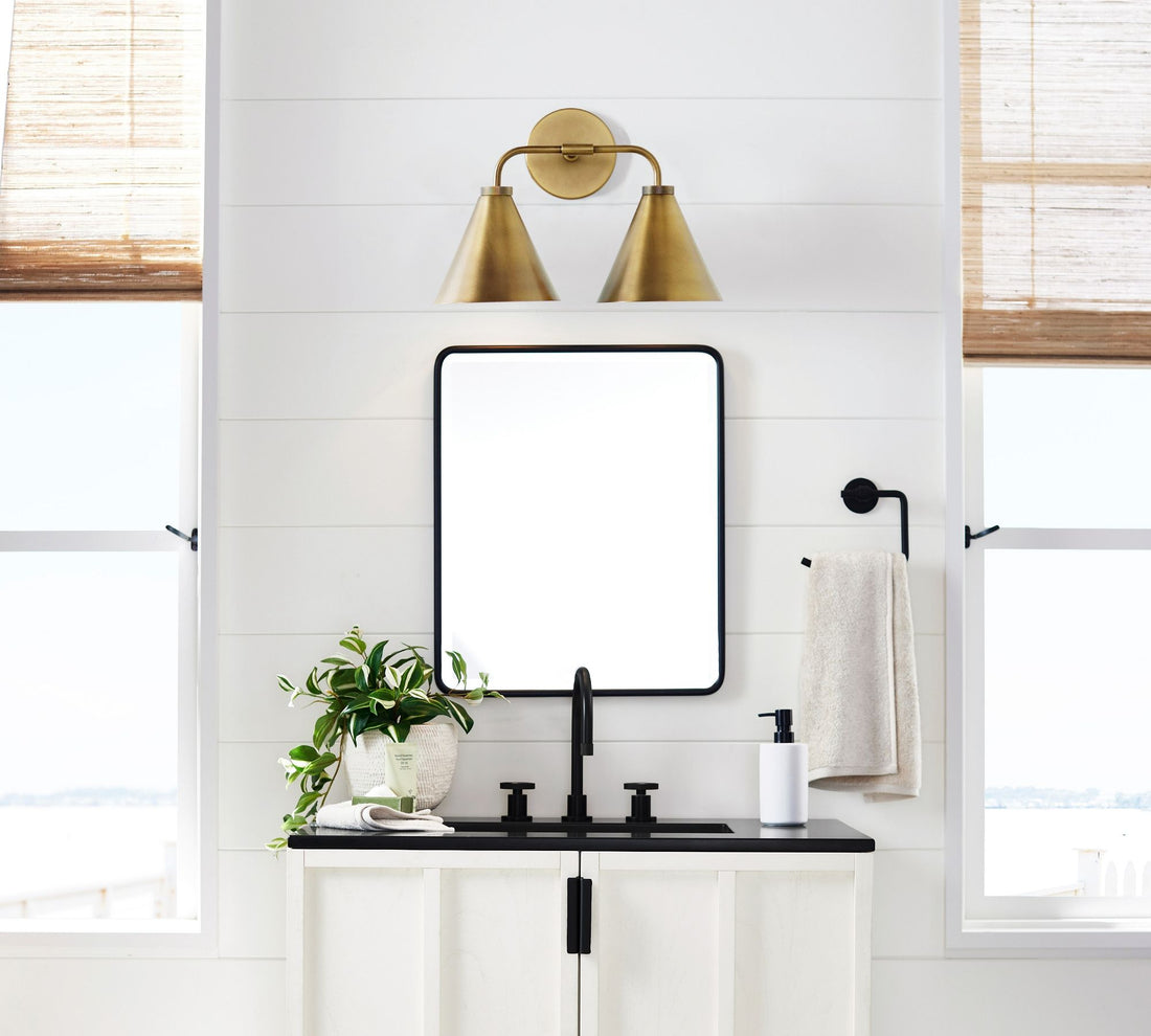 Korvi Iron Tapered Sconce Light - Wall Fixture in Black or Brass