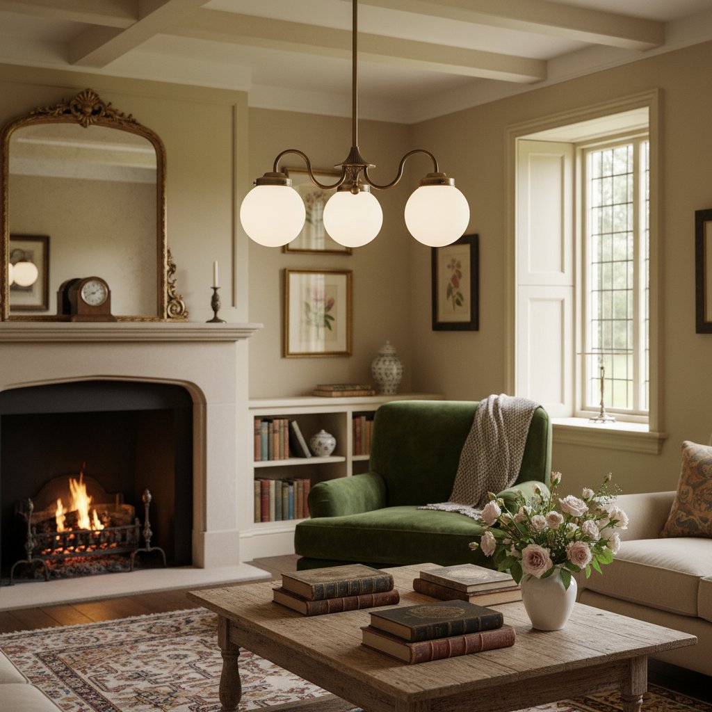 Glorica Glass Vintage Globe Chandelier - Brass 3-Light Frosted Glass Hanging Fixture