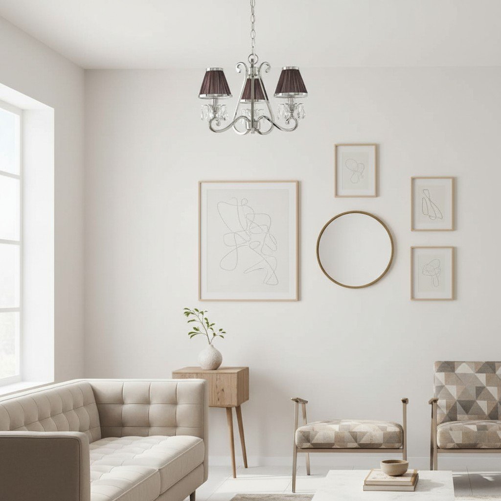 Talonis Multi-light Fabric Chandelier - Elegant Metal Curved Arms for Dining and Living