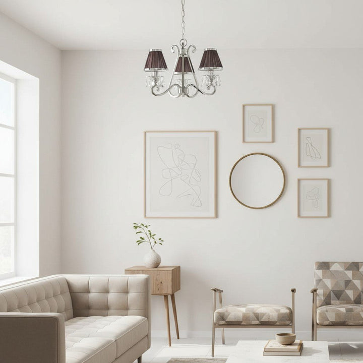 Talonis Multi-light Fabric Chandelier - Elegant Metal Curved Arms for Dining and Living