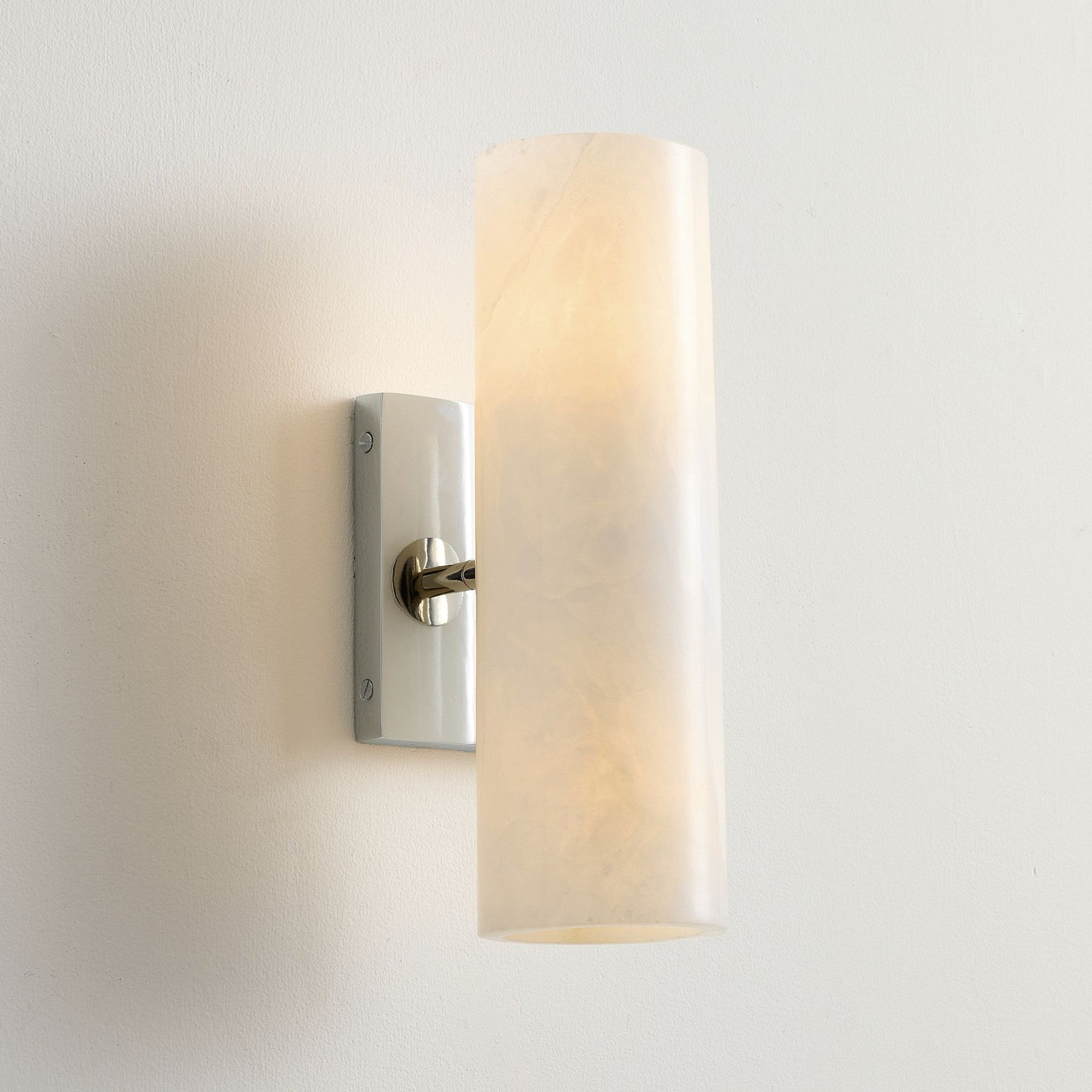 Wolvina Natural Marble Tube Sconce with Sleek Metal Details