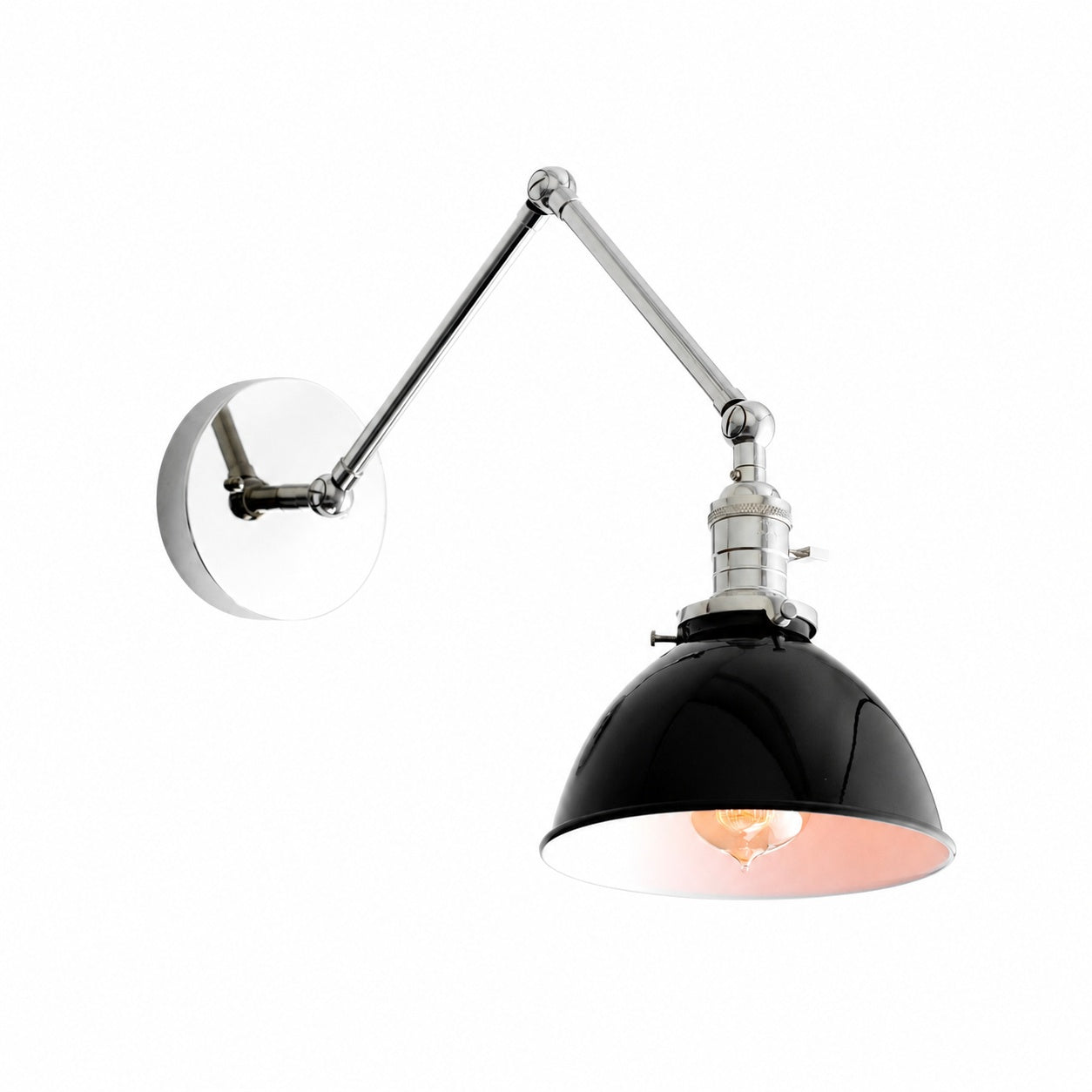 Conique Metal Vintage Industrial Swing Arm Wall Lamp - Adjustable Dome Shade for Study